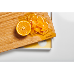 Bambus skrebrt med opsamlingsfad - hvid