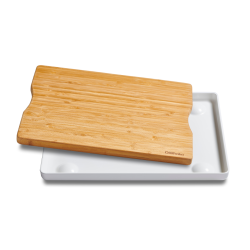 Bambus skrebrt med opsamlingsfad - hvid