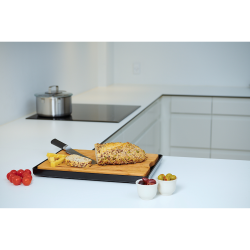 Bambus brdbrt med opsamlingsfad - sort