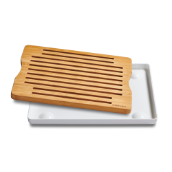 Bambus brdbrt med opsamlingsfad - hvid