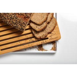 Bambus brdbrt med opsamlingsfad - hvid