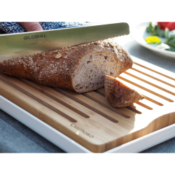 Bambus brdbrt med opsamlingsfad - hvid